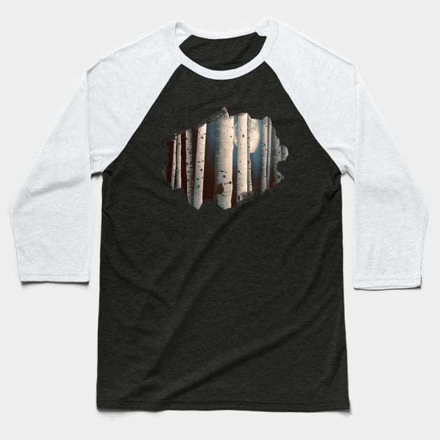 Birch wood at night Baseball T-Shirt by Sybille